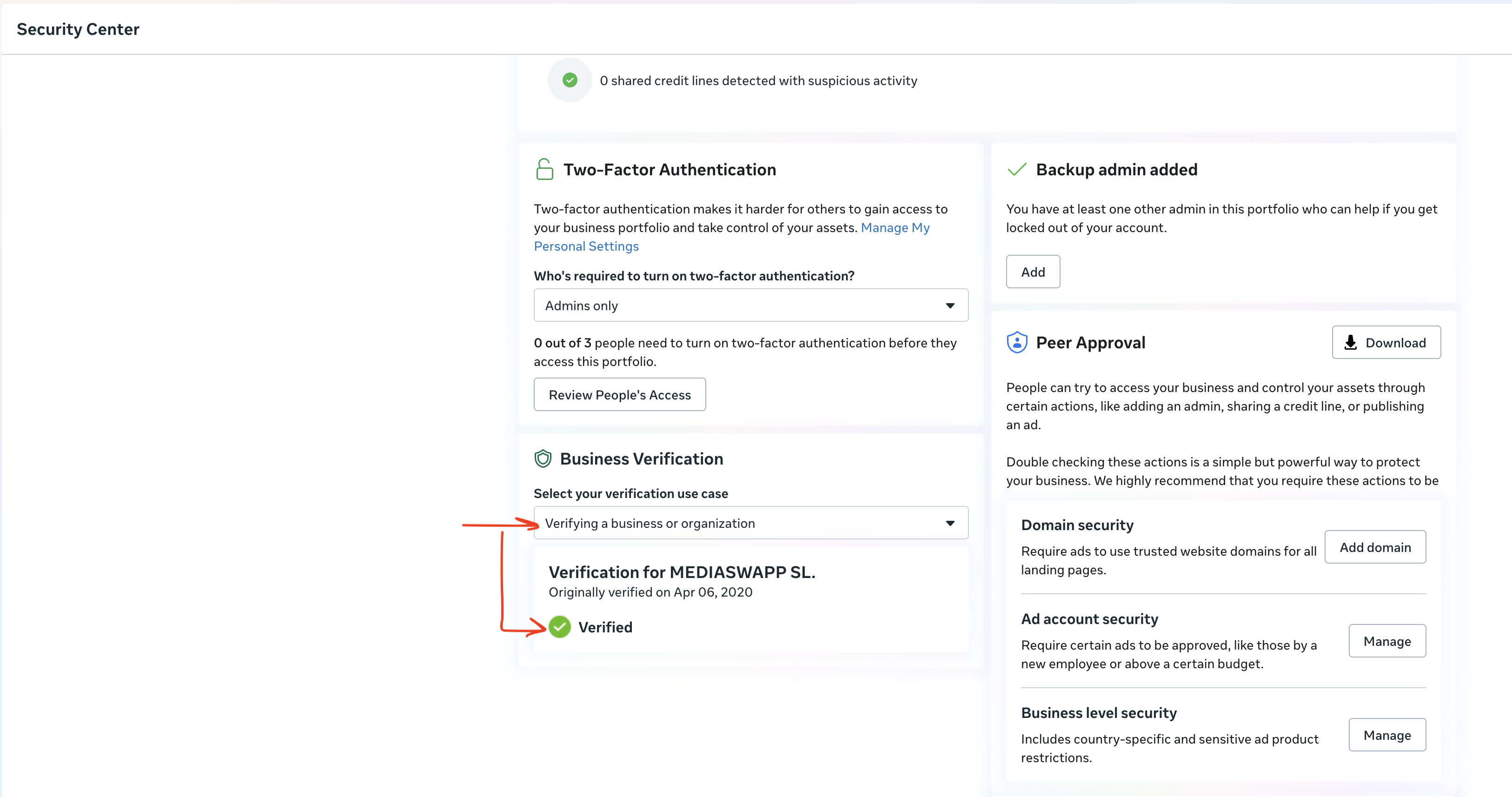 Verifying a business or organization — statut Verified